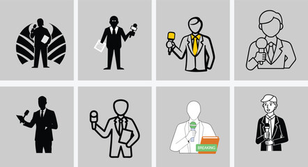 Silhouette of News Reporter Holding Microphone