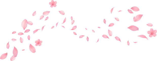 Sakura petal spring blossom on white banner Sakura wallpaper or web banner design template. Vector illustration of realistic  for Valentine's Day, Mother's Day, March 8. Love.
