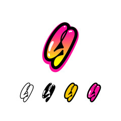 Logo number 4, graffiti numeral four, set of four different art sign for your brand name design, vector illustration 10 EPS