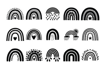 Boho Rainbow Silhouette Icon Collection