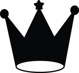 Black Royal Crown Silhouette with White Shadow – Vector Illustration