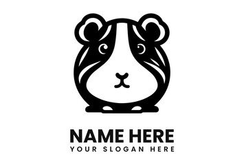 Simple black and white graphic logo of a guinea pig, featuring a stylized design.