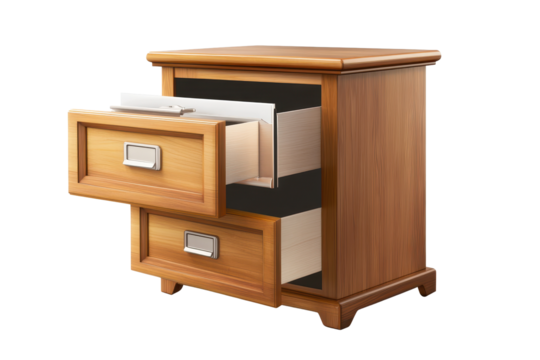 Stylish wooden file cabinet with open drawers designed for efficient office organization and document storage in contemporary workspaces