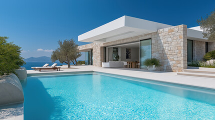 modern luxury house with swimming pool
