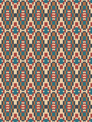 Knitted seamless pattern embroidery tribal native.Traditional Aztec,Navajo,Southwest and Mexican style.Sweater crochet vector geometric background.Design for fabric,clothing,wrapping,print,decoration.