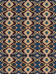Knitted seamless pattern embroidery tribal native.Traditional Aztec,Navajo,Southwest and Mexican style.Sweater crochet vector geometric background.Design for fabric,clothing,wrapping,print,decoration.