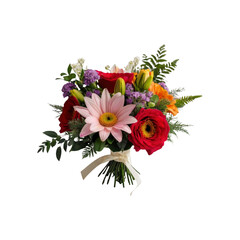 Vibrant Spring Bouquet of Mixed Flowers with Cream Ribbon