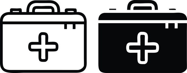 Minimalist Medical Kit Icon with Teal Plus Sign on Black Case – Vector Illustration