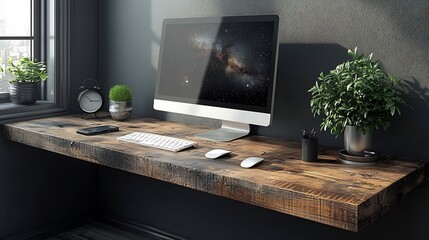 Creative workspace floating space concept soft color tones