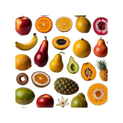 Vibrant Assortment of Tropical and Temperate Fruits A Colorful Still Life