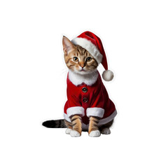 Adorable Kitten Dressed in Santa Claus Costume for Christmas