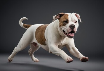 American bulldog dog isolated on neautral studio background, adorable doggy