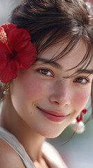 Fototapeta premium smiling japanese woman