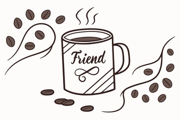 Personalized coffee mug illustration with customizable name or picture