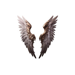 Angelic Wings Golden Accents on White Feathers against Transparent Background