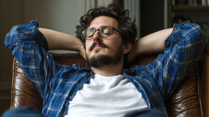 Obraz premium Man in His 30s Feeling Relaxed After a Therapy Session