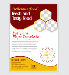 Food  flyer mockup design  red & yellow color template layout.