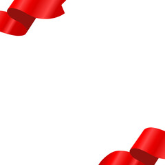 Gradient Red Flag Frame Ribbon Corner Border Illustration