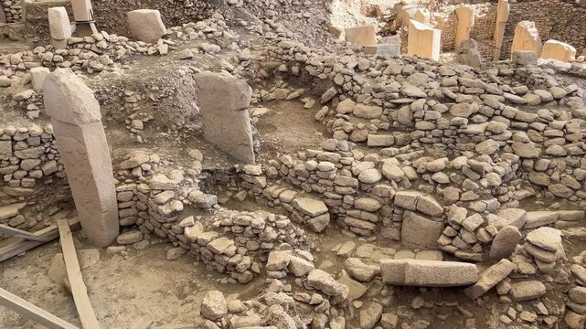 4K Video of Ancient Stone Pillars at G&ouml;bekli Tepe Archaeological Site in Turkey. world&rsquo;s oldest known temple in Urfa