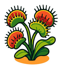 Venus flytrap. Dionaea muscipula. Bright vector isolated illustration