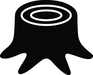 Silhouette tree stump isolated icon black and white Vector illustration