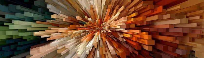 Dynamic motion explosion of colorful blocks abstract art vibrant environment digital perspective