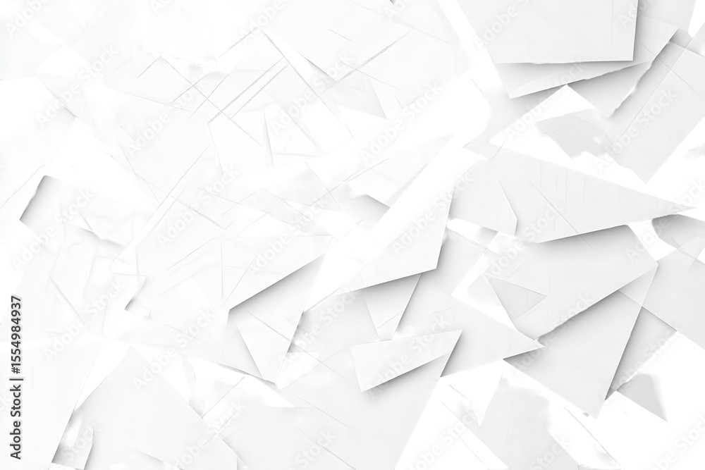 Poster textured abstract design featuring sharp white lines and triangles against a light background, evoki