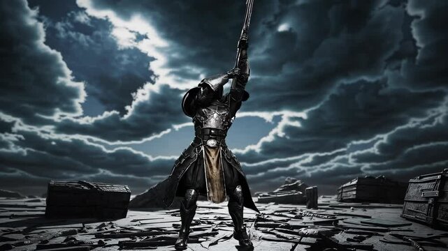 A warrior, in the style of digital illustration, set in post-apocalyptic battlefield, in a desperate atmosphere, wearing damaged armor Japanese manga style