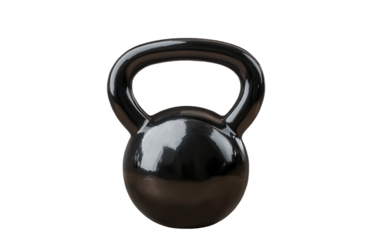 Kettlebell isolated with a transparent background for fitness and strength training exercises at home or gym sessions