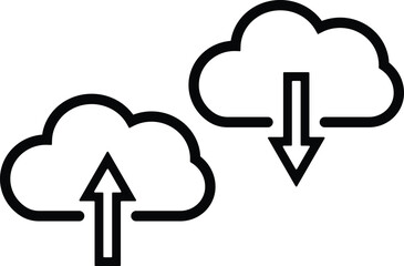 Cloud storage upload and download icons for digital data transfer