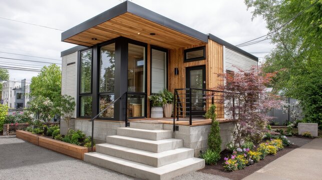 Stunning photo of accessory Dwelling Unit (ADU) A modern tiny house concept showcasing the versatility and efficiency of accessory dwelling units, perfect for urban living and.