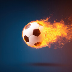 Fototapeta premium Soccer Ball in Fire on isolated background