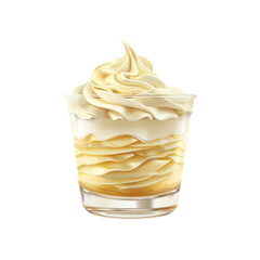 Creamy Vanilla Dessert in Glass, Whipped Cream Topping, Delicious Treat