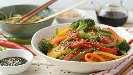Vibrant Vegetable Stir Fry with Sesame Seeds broccoli