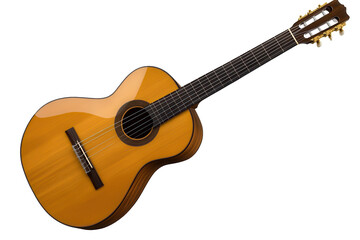 Obraz premium Acoustic guitar displayed on a transparent background showcasing its elegant design and craftsmanship for music enthusiasts and artists alike