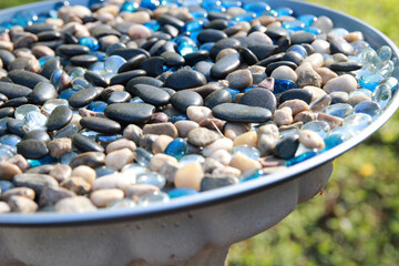 blue and white pebbles