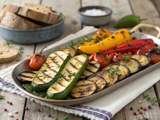 Grilled zucchini eggplant bell peppers tomatoes grilled vegetables