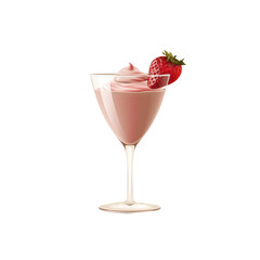Delicious Strawberry Cream Cocktail in Martini Glass