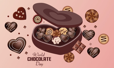 Heart-Shaped Chocolate Box for World Chocolate Day Celebration