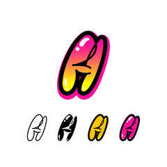 Logo letter H, graffiti alphabet font, set of four different art symbol for your brand name design, vector illustration 10 EPS