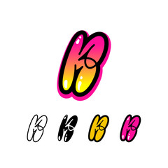 Logo letter K, graffiti alphabet font, set of four different art symbol for your brand name design, vector illustration 10 EPS