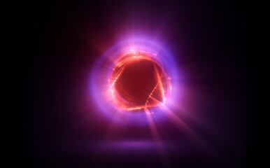 Glow swirl light effect. Circular lens flare. Abstract rotational lines. Power energy element. Luminous sci-fi. Shining neon lights. Swirl trail effect. Dynamic ellipse. Neon gradient. Purple illusion