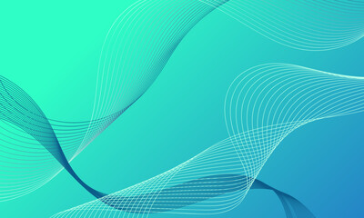 blue green light smooth lines wave curves on soft gradient abstract background