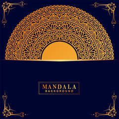 Logo icon ornamental mandala design in gold color. vector illustration