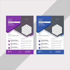 A bundle of 3 templates of different colors a4 flyer template, modern business flyer template,  Business abstract vector template. Brochure design, cover modern layout, annual report, poster, 