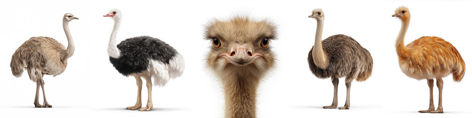 Collection set of Ostrich isolated on white background