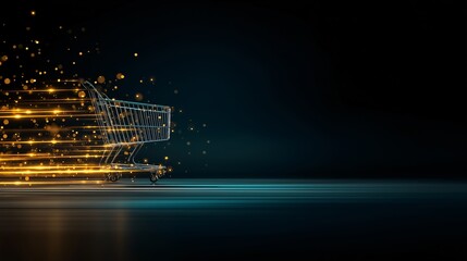 The concept of online shopping represented by a dynamic shopping cart graphic