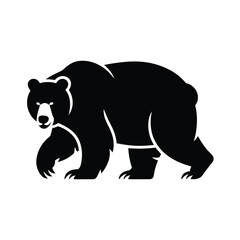 Obraz premium A black silhouette of a grizzly bear in profile view