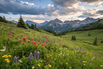 alpine meadow with wildflowers