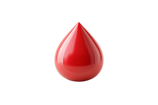 Glossy red teardrop shape with smooth curved surface and reflective highlights showing dimensional depth, isolated on a transparent background